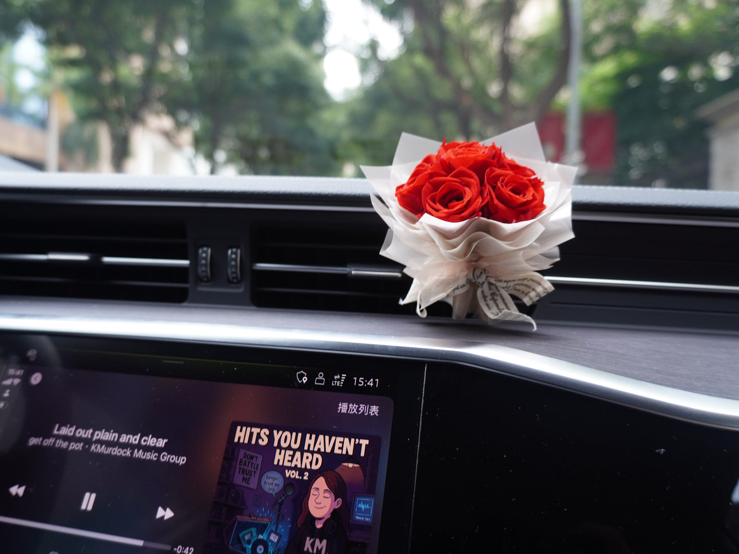 CAR DECOR | CINNAMON WARMTH CAR ROSE | MINI PRESERVE BOUQUET