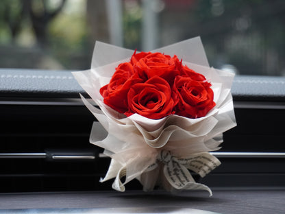 CAR DECOR | CINNAMON WARMTH CAR ROSE | MINI PRESERVE BOUQUET